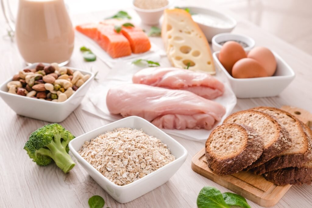 Healthy eating food. Carbs and protein for bodybuilding