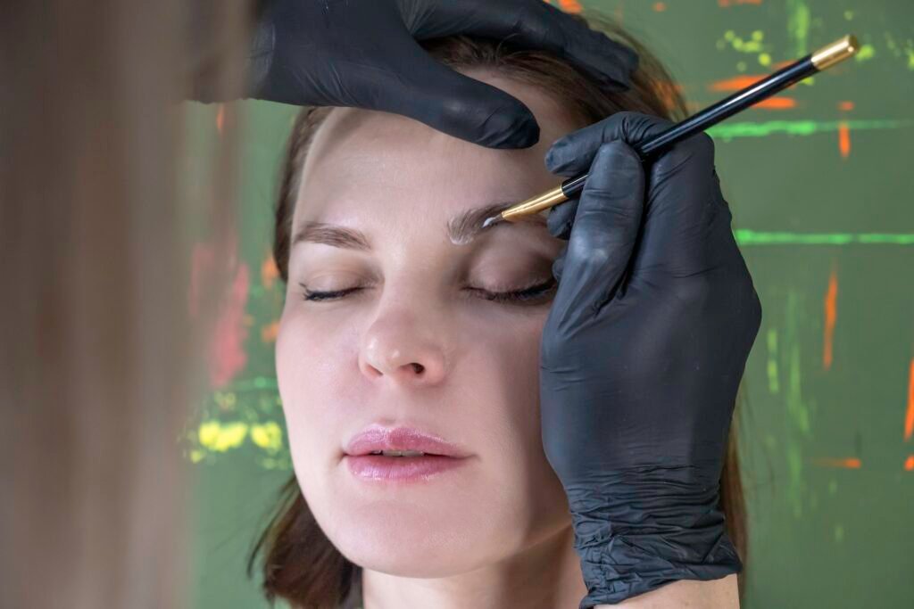 eyebrow lamination procedure styling, correction, coloring eye brow care treatment