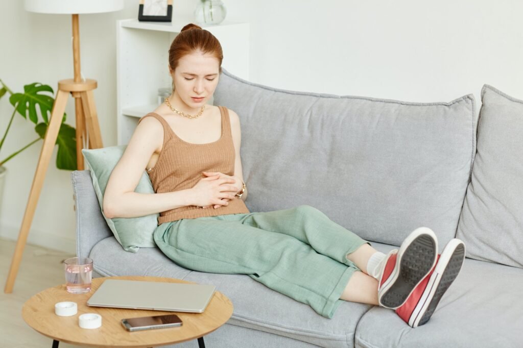Girl in Pain from Period Cramps